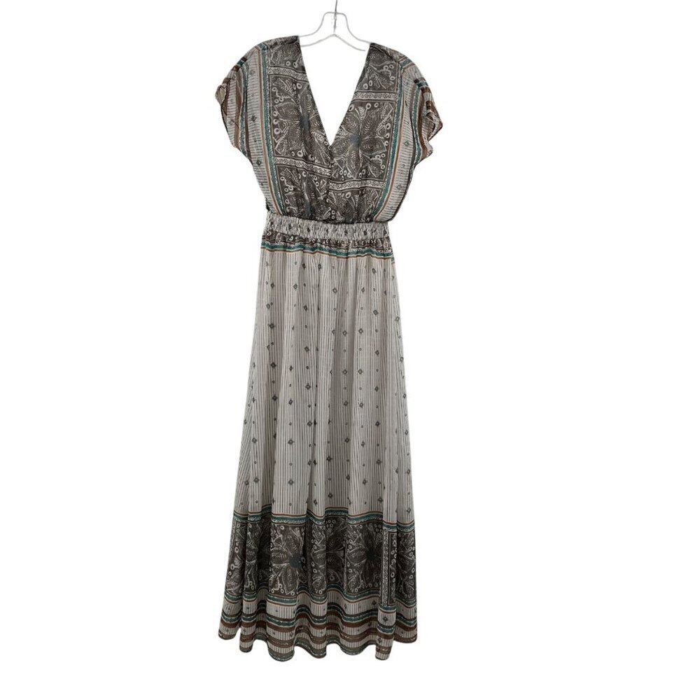 Millenium Women's Short Sleeve A-Line Maxi Dress Multicolor Print Size Small